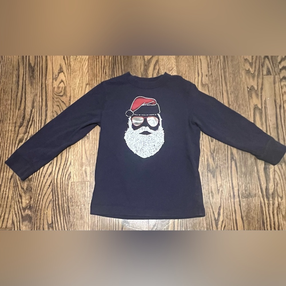 Gymboree Dark Blue Long Sleeve with Santa Graphic - Picture 1 of 2